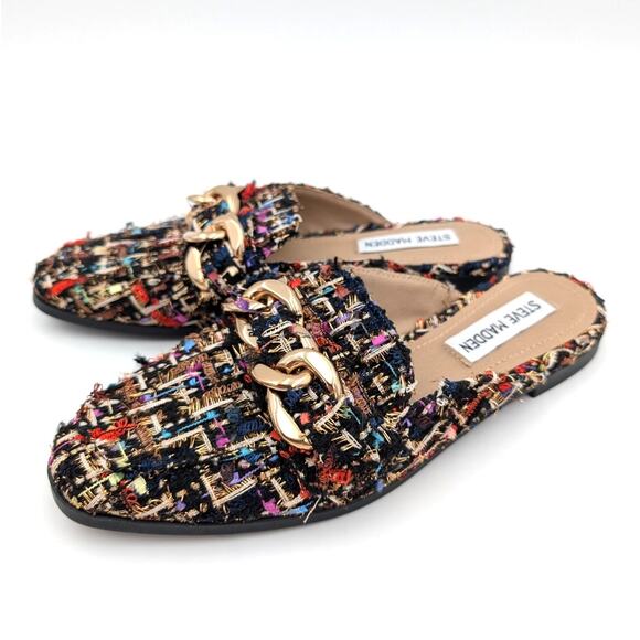 Steve Madden Cassady Loafer Mule Women's Leather White Multi Color Size US5M - Picture 1 of 11